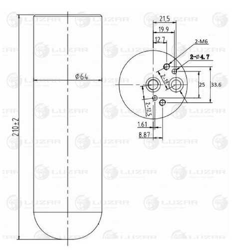 Lcr 1501 ресивер-осушитель конд. для а/м mercedes sprinter (95-) (lcr 1501) LUZAR LCR 1501