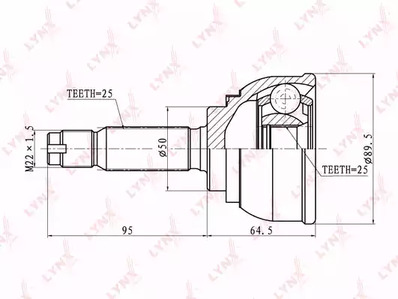Шарнирный комплект, приводной вал LYNXAUTO CO-5508