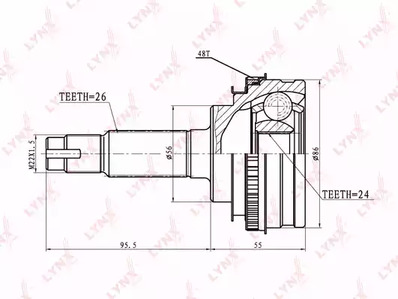 CO-7509A LYNXAUTO Шарнирный комплект, приводной вал