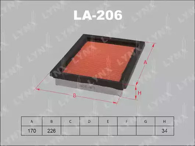 LA-206 LYNXAUTO Воздушный фильтр