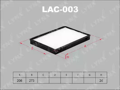 LAC-003 LYNXauto ФИЛЬТР САЛОНА