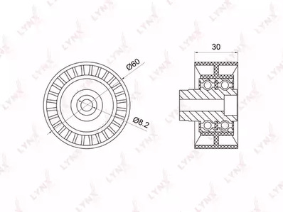 Ролик-натяжитель ремня ГРМ LYNXauto PB-3007
