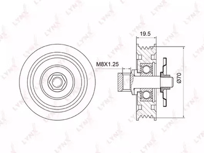 PB-5034 LYNXAUTO Ролик натяжителя ручейкового ремня