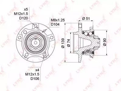 Ступица в сборе с подшипником LYNXAUTO WH-1164