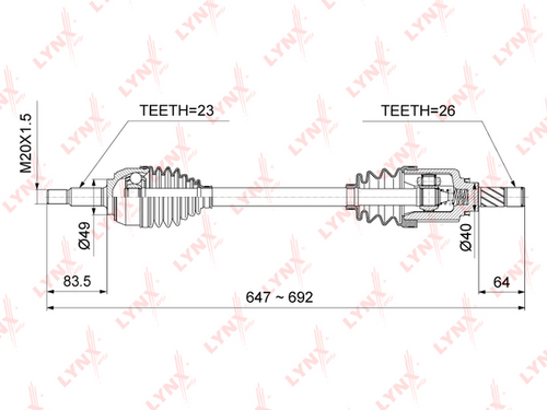 CD-6707 LYNXauto Полуось