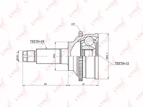 Co-3654a шрус наружный перед прав/лев LYNXAUTO CO-3654A