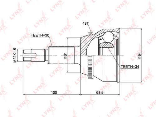 Комплект шруса наружный LYNXAUTO CO-3758A