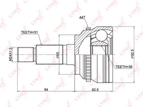 CO-3770A LYNXauto Шрус внешний с кольцом