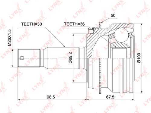 CO-3894A LYNXAUTO комплект ШРУСа наружный