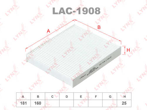 LAC-1908 LYNXAUTO Салонный фильтр