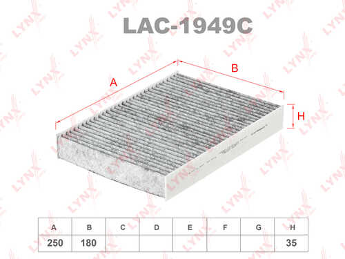 Фильтр салонный угольный LYNXAUTO LAC-1949C