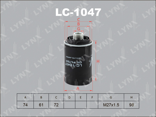 LC-1047 LYNXauto фильтр масляный