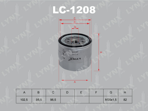 LC-1208 LYNXauto ФИЛЬТР МАСЛЯНЫЙ