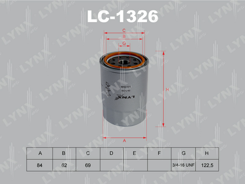 ФИЛЬТР МАСЛЯНЫЙ LYNXauto LC-1326