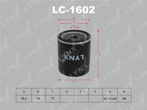 LC-1602 LYNXauto Масляный фильтр