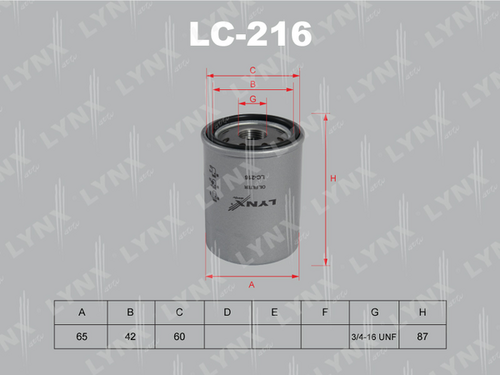 LC-216 LYNXauto Масляный фильтр