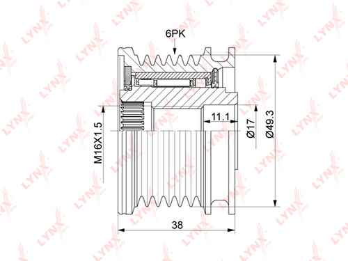 Шкив генератора LYNXAUTO PA-1114