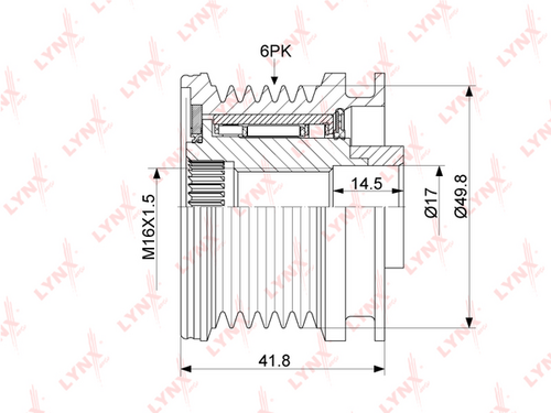 Шкив генератора LYNXAUTO PA-1116