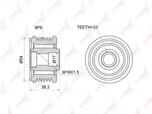 Обгонный шкив генератора LYNXauto PA-1137