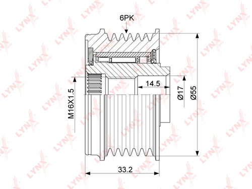 Шкив генератора LYNXauto PA-1156