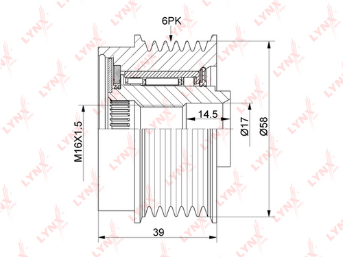 PA-1192 LYNXAUTO шкив генератора