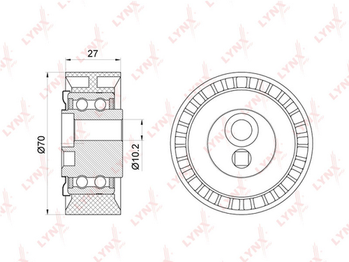 PB-5059 LYNXauto Ролик натяжителя поликлинового ремня