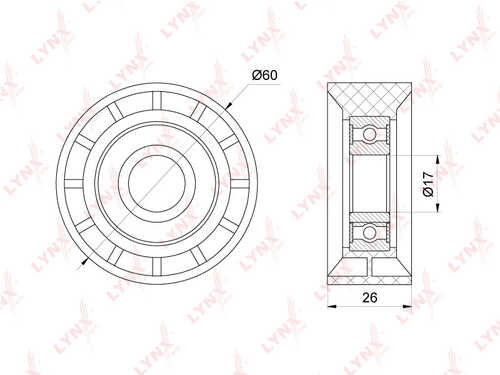 PB-5272 LYNXauto Ролик натяжителя ручейкового ремня