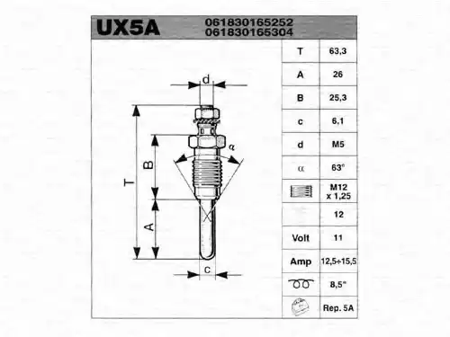 Свеча накала MAGNETI MARELLI 062900038304