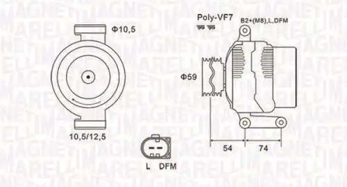 Mqa1922mm генератор 150a MAGNETI MARELLI 063731922010