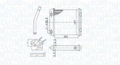 BR408 Радиатор печки Opel Astra/Vectra 88-98 (без кондиц.) MAGNETI MARELLI 350218408000