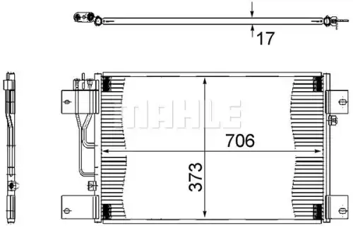Ac 533 000s радиатор кондиционера конденсер aluminium/aluminium 706x373x17 MAHLE/KNECHT AC 533 000S
