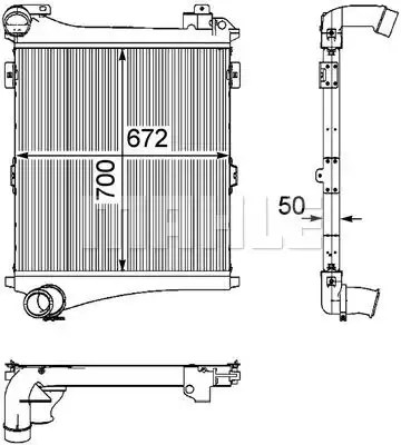 Ci 179 000p интеркулер 700x672x50 rvi premium/volvo MAHLE/KNECHT CI 179 000P
