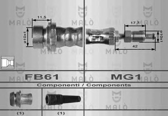 Шланг тормозной MALO 8914