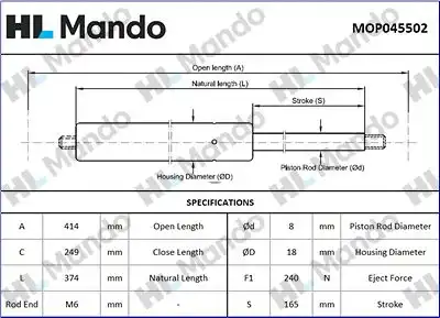Амортиз.багажника MANDO MOP045502