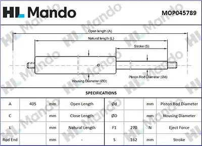 Амортизатор зад. двери левый MANDO MOP045789