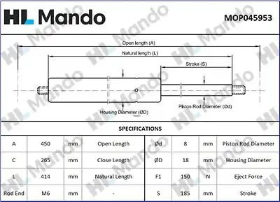 Mop045953 амортизатор багажника MANDO MOP045953