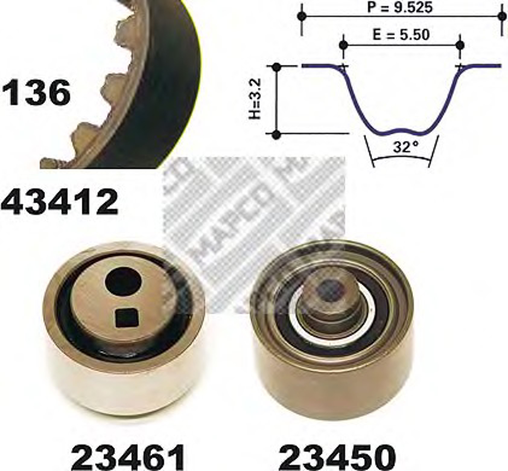 Комплект грм MAPCO 23412