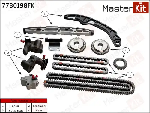 77B0198FK MASTER KIT 77B0198FK_к-кт цепи ГРМ!\ Nissan Murano Z50 05-08/FX (S50) 03-08/G (V35) 02-07 VQ23DE/VQ25DE/VQ3