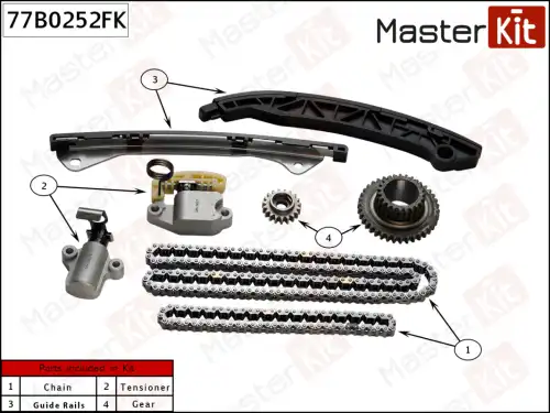 77B0252FK MASTER KIT 77B0252FK_к-кт цепи ГРМ!\ Nissan Qashqai J11 14-/X-Trail T32 13- MR20DD