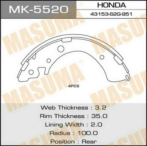 Колодки тормозные  барабанные MASUMA MK-5520