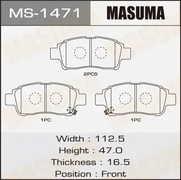 MS-1471 MASUMA MS-1471_колодки дисковые п.!\ Toyota Yaris 1.0i/1.3i/1.5WTi/1.4D 99-01