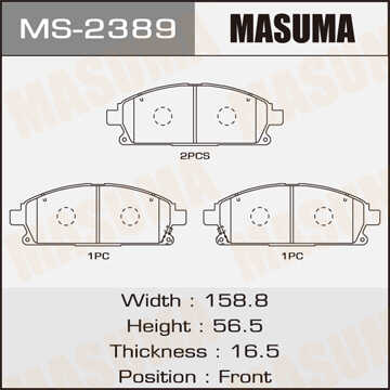 MS-2389 MASUMA MS-2389_колодки дисковые передние!\ Nissan Patfinder/X-Trail 97>, Nissan Infiniti Q45 89-01