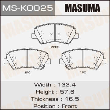 MS-K0025 MASUMA MS-K0025_колодки дисковые передние!\ Hyundai Elantra all 11>