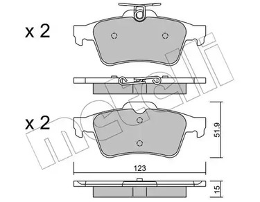 Комплект тормозных колодок дискового тормоза METELLI 22-0337-3