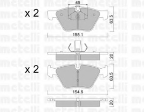 22-0557-0 METELLI Колодки тормозные дисковые /комплект 4 шт