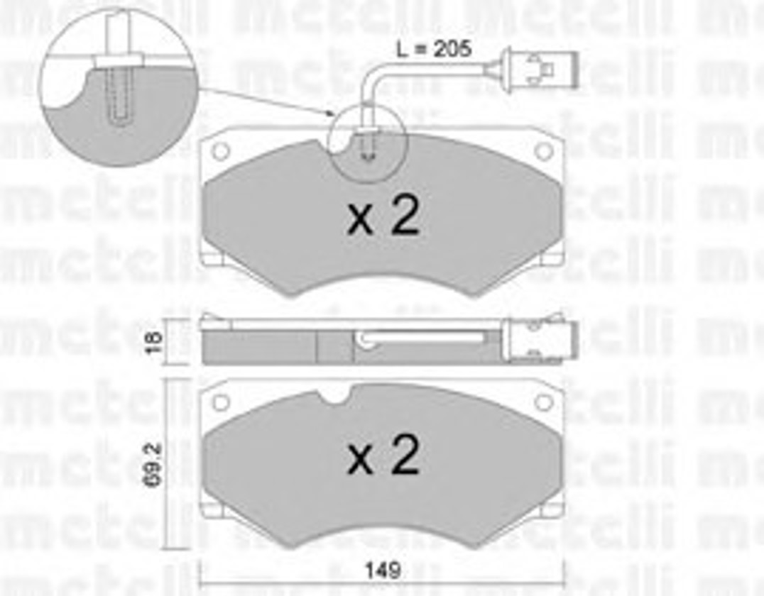 22-0014-3 METELLI Комплект тормозных колодок, дисковый тормоз