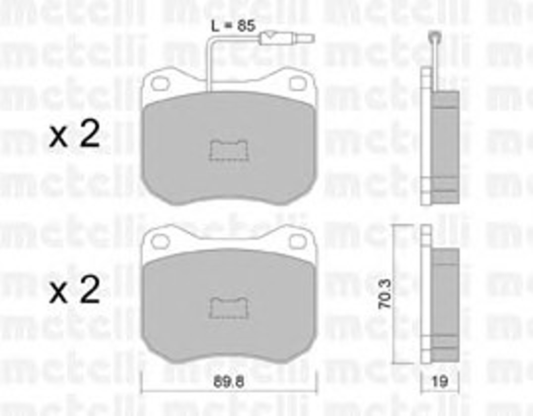 Комплект тормозных колодок дисковый тормоз METELLI 22-0021-0
