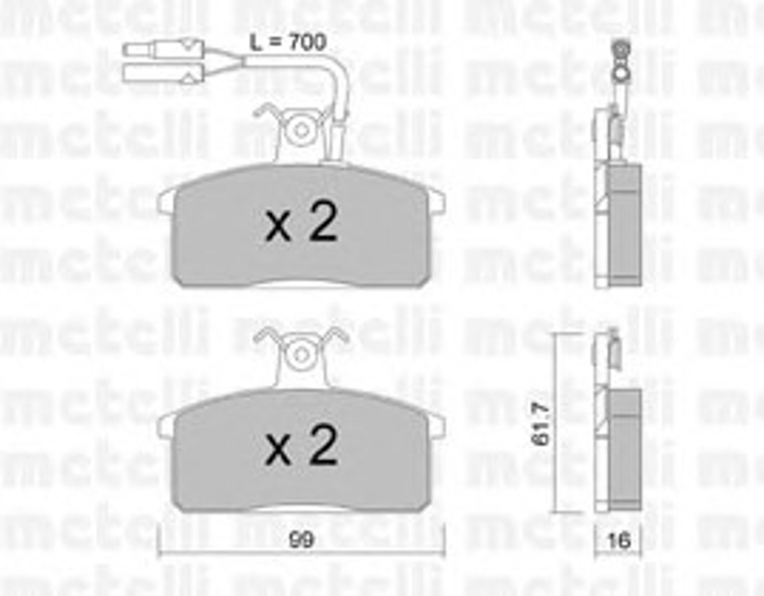 22-0026-1 METELLI Комплект тормозных колодок, дисковый тормоз