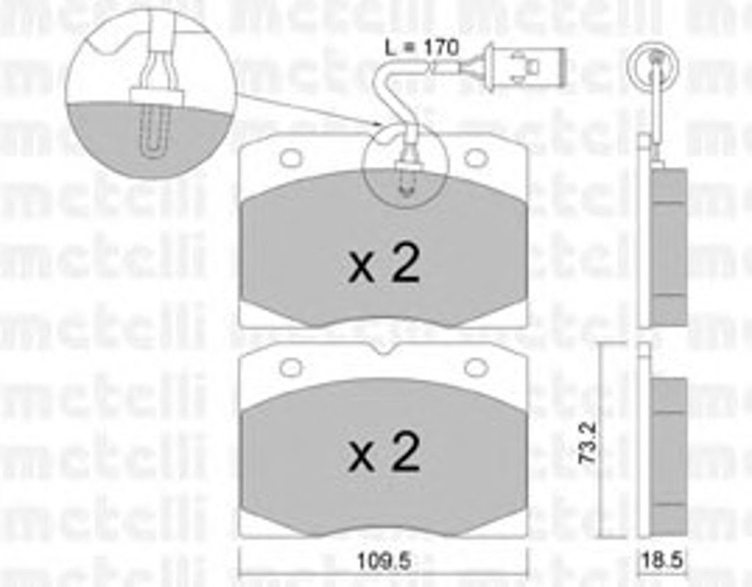 Комплект тормозных колодок дисковый тормоз METELLI 22-0051-2