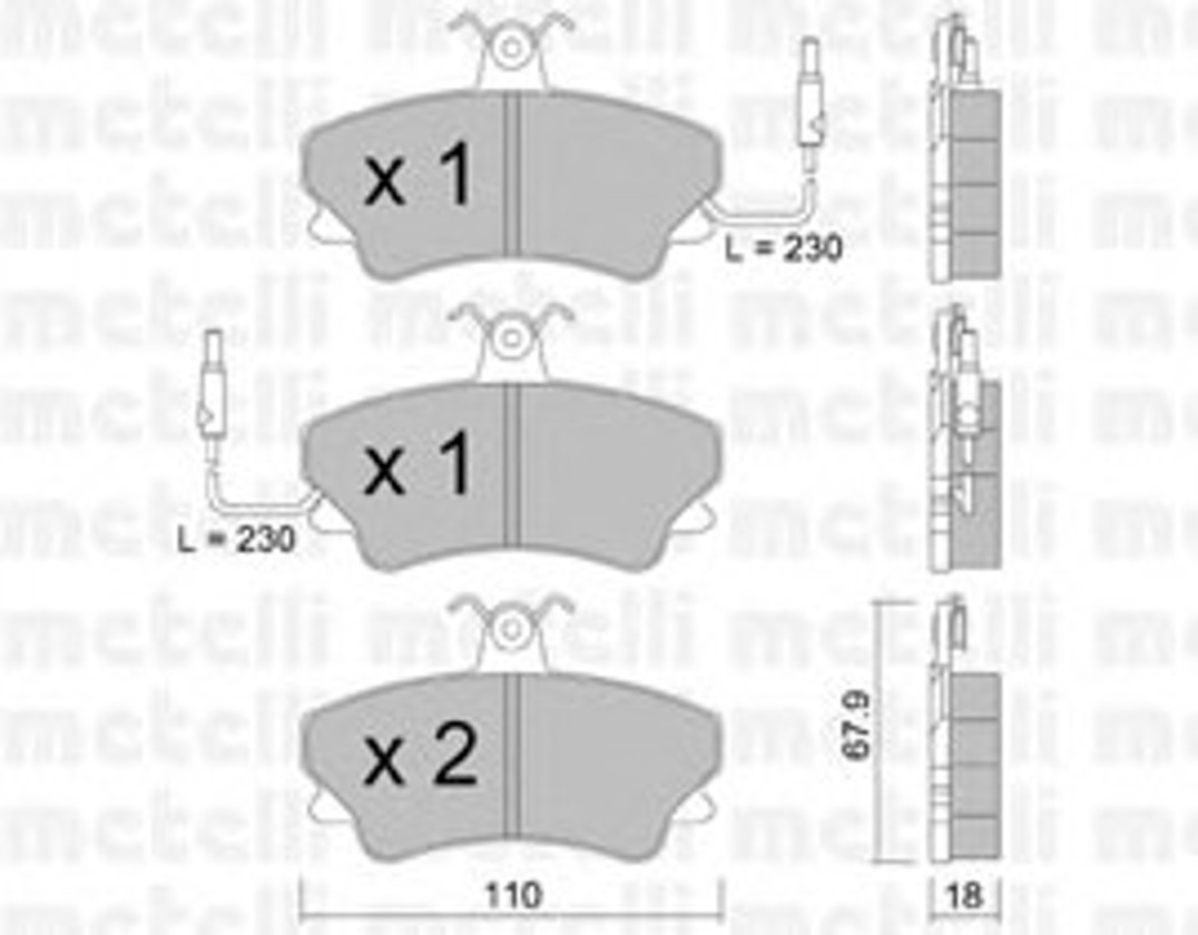 Комплект тормозных колодок дисковый тормоз METELLI 22-0069-0